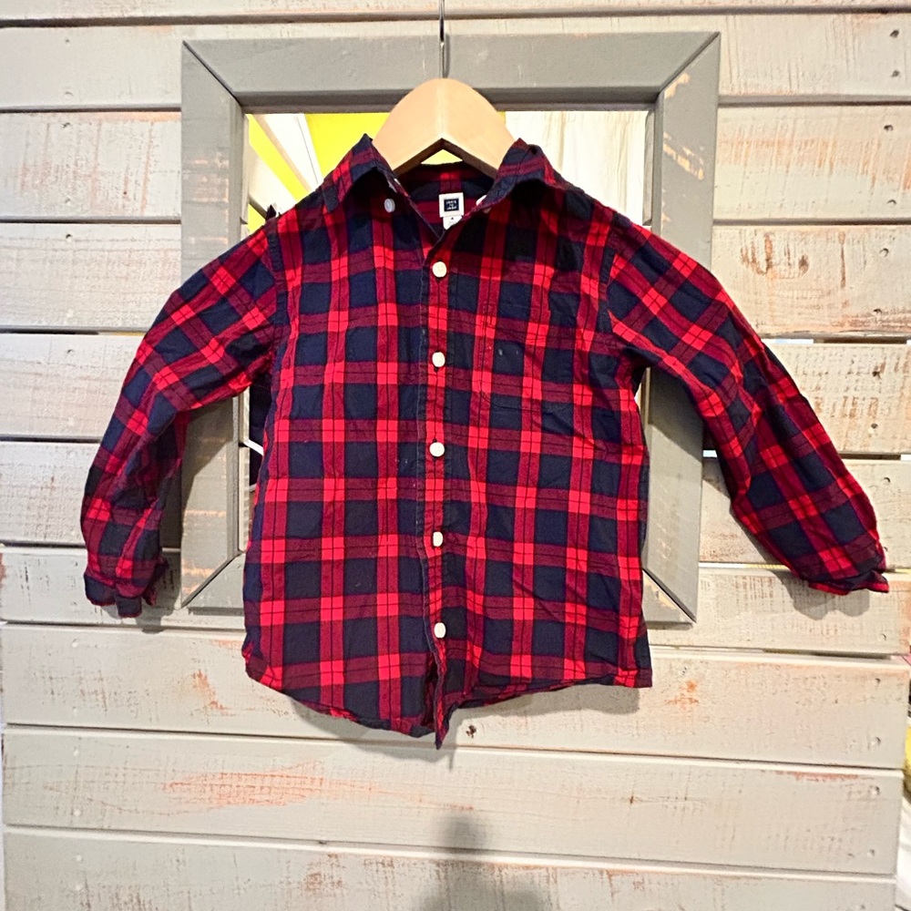 Janie and Jack Red and Blue Button Down Shirt